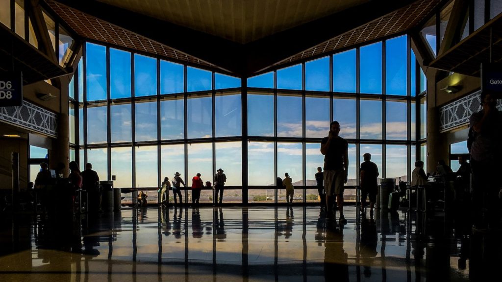 People at airport terminal