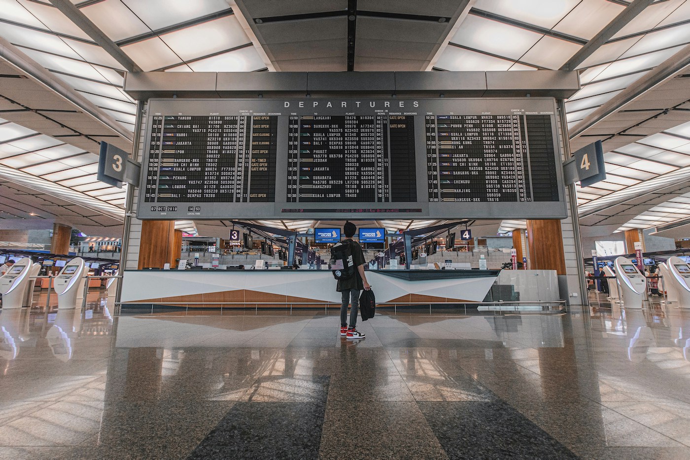 departure board in an airport